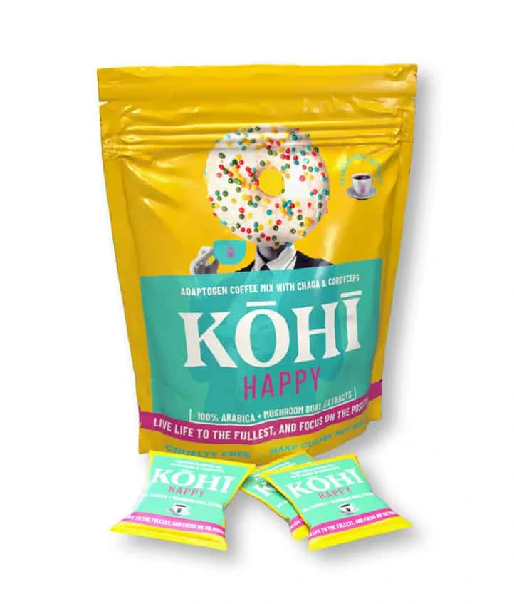 KOHI-HAPPY, káva so sibírskou čagou, cordycepsom a sibírskym ženšenom, 20 vrecúšok, Superionherbs