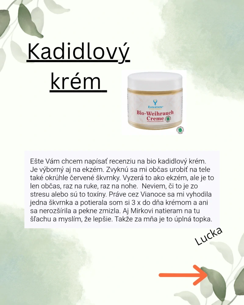 Bio kadidlový krém, 100ml, Evolution