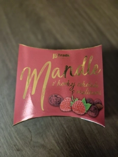 Mandle v horkej čokoláde s malinami 150g