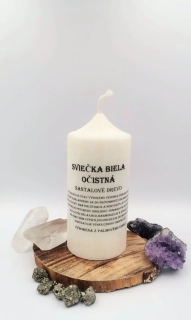 Sviečka biela očistná - Santalové drevo